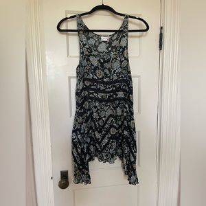 Free people intimately mini dress blue black paisley